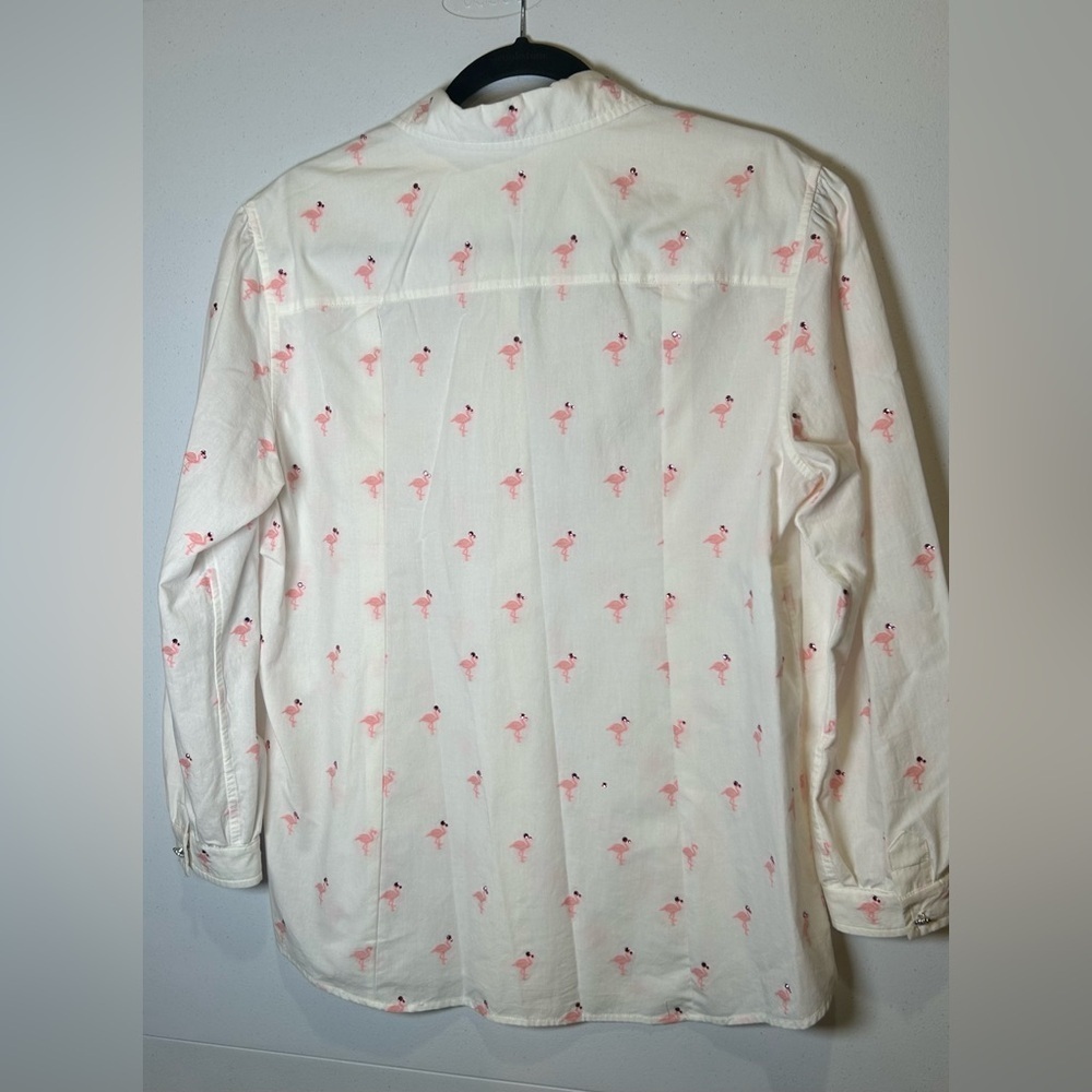 Marc Jacobs White Shirt with Pink Flamingo Pattern & Rhinestones. - Picture 3 of 11
